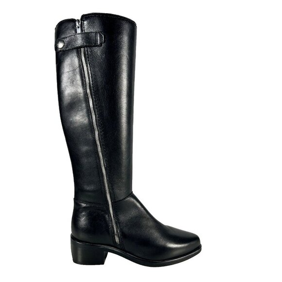 Aquatalia Women's Size US 8M Black Geovanna Boot Tall Leather Zipper Boot $890 - Picture 1 of 11